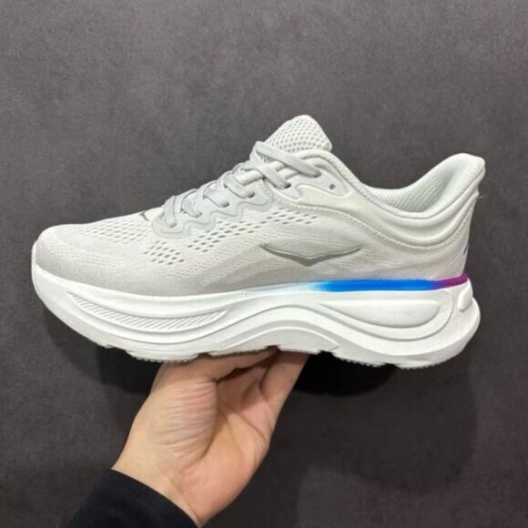 HOKA Women's Bondi 9 Running Shoes Ash Grey/White - Picture 3 of 5